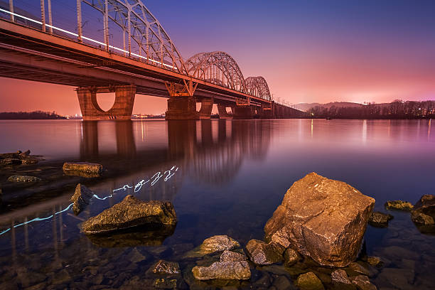 istock Railway bridge in Kiev at night. Ukraine. 502248848