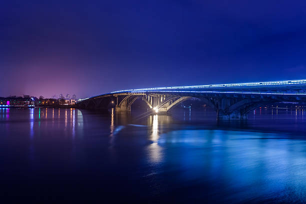 istock Kyiv Metro bridge at night. Ukraine. 502249570