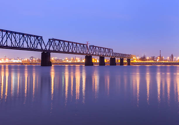 istock Railway bridge in Kiev at night. Ukraine. 502250156