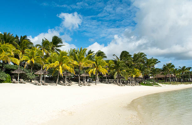 Belle Mare coastline, Mauritius stock photo