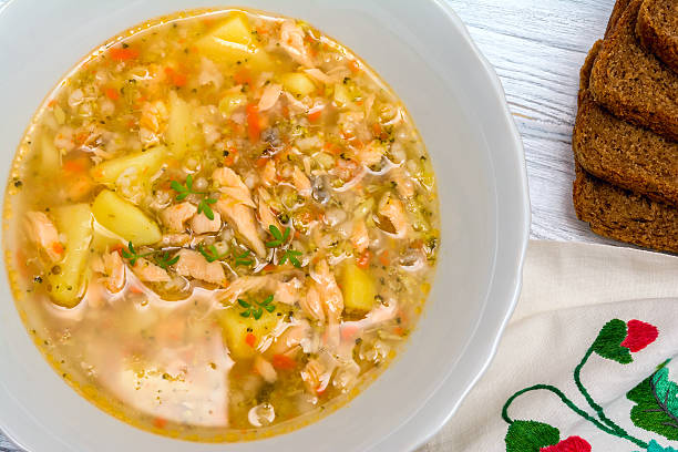 istock Fish salmon soup with broccoly 502251638