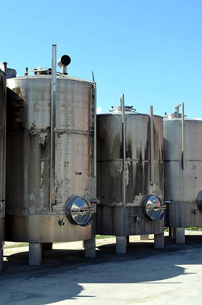 istock Stainless steel tanks for a fermentation of wine 502254382
