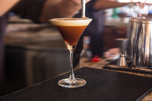 Man preparing espresso martini