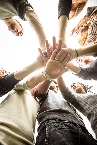 Group of teenagers volunteer happiness