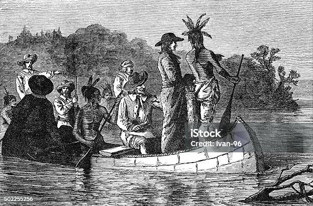 Marquette And Joliet Discovering The Mississippi Stock Illustration - Download Image Now - Indigenous Peoples of the Americas, Pilgrim, Explorer