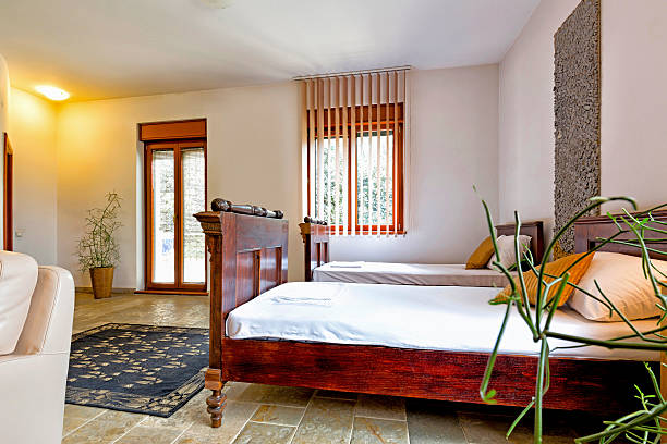 istock Elegant hotel twin room interior 502255634