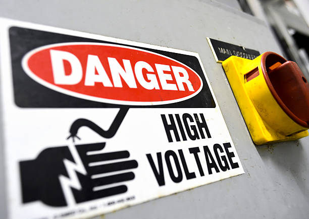 High voltage sign High voltage sign, electrical board close up high voltage sign stock pictures, royalty-free photos & images