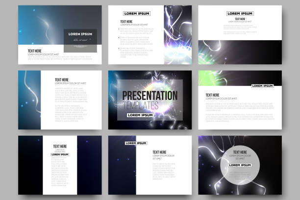 illustrations, cliparts, dessins animés et icônes de jeu de 9 modèles de présentation de diapositives. effet de la lumière électrique - billboard posting flash