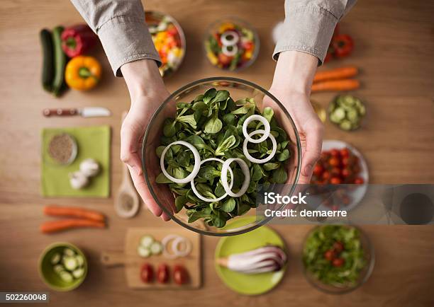 Healthy Fresh Homemade Salad Stock Photo - Download Image Now - 2015, Adult, Blank