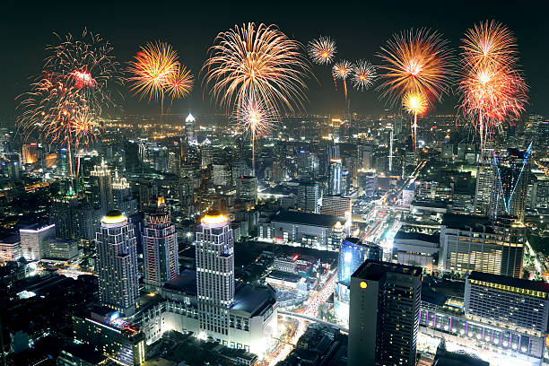 istock Fireworks celebrating over Bangkok cityscape at night 502260648