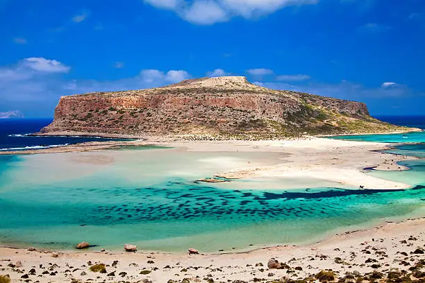 amazing view of Balos lagoon with its turquoise water, Crete, Greece