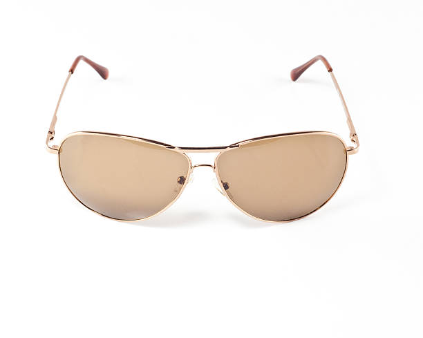 istock Golden glasses isolated on a white background. 502262168