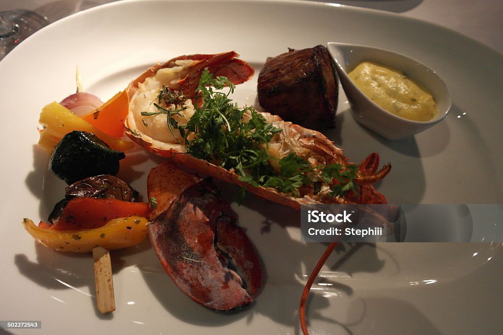 Surf and turf Lobster and beef fillet Bearnaise Stock Photo
