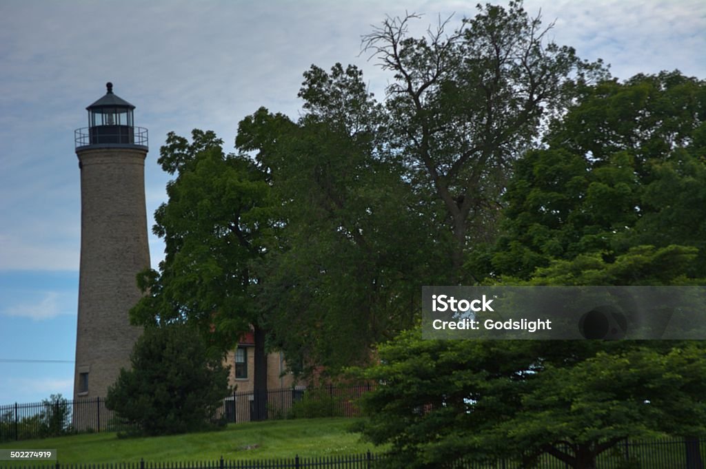 Beauty Stands through Time Beautiful historic 1866 lighthouse on the Great Lake Michigan. 1866 Stock Photo