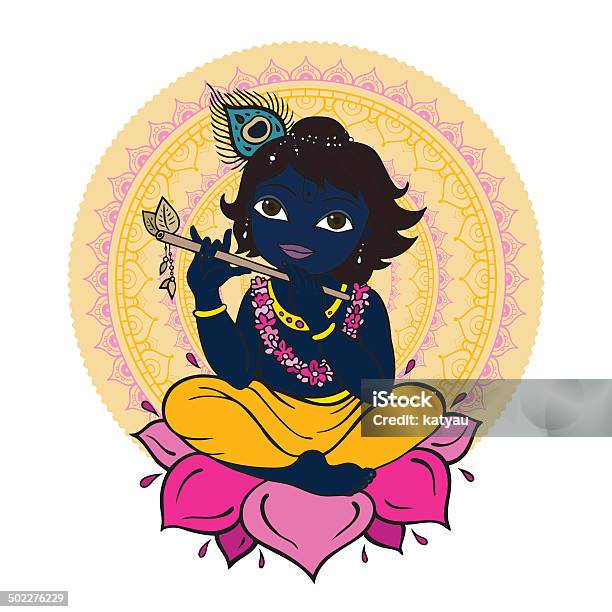 Hindu God Krishna Stock Illustration - Download Image Now - Art, Art And Craft, Black Color