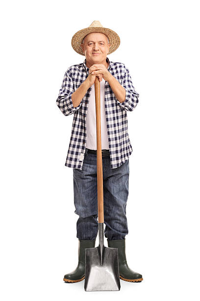 istock Mature agricultural worker posing with a shovel 502282434