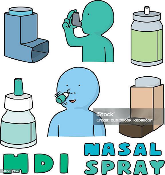 Sprite Inhaler Vector Set Of Inhalation Medicine And Nasal Spray Stock Illustration ...