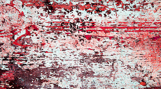 istock Flaking blood red paint on wood, grunge background texture. 502283332