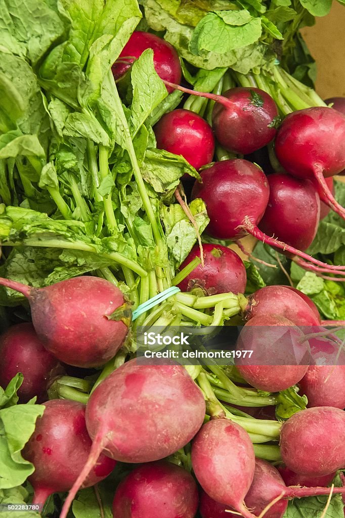 fresh radishes from market shelves real with flaws and bruises 2015 Stock Photo