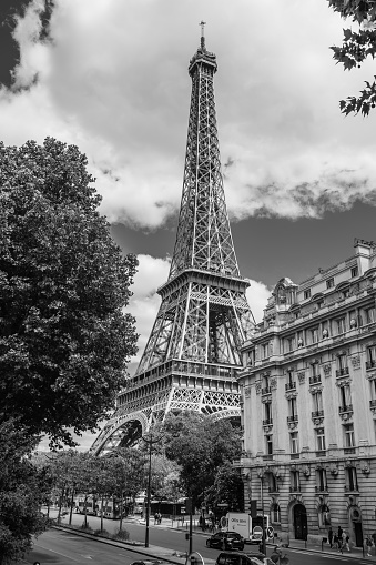 Eiffel tower, Paris. Black and white image