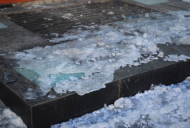 Close up on  Danger Frozen Steps.