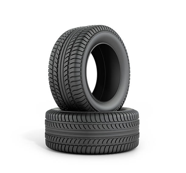istock Two black rubber tires on a white background. 502287740