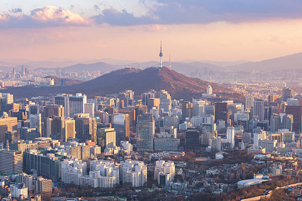 istock Sunset at Seoul City Skyline 502288846