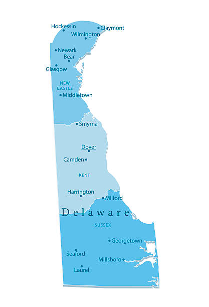 ilustrações, clipart, desenhos animados e ícones de delaware vetor mapa isolado - usa delaware map cartography