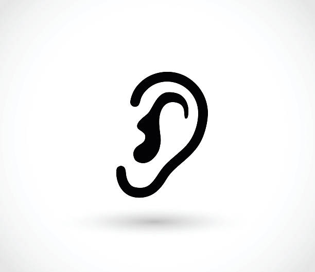 векторная иллюстрация значок серьга - equipment human ear sound music stock illustrations