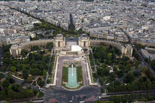 Aerial view of Paris. Black and white.