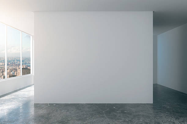 istock Empty loft room with white walls, city view 502295522