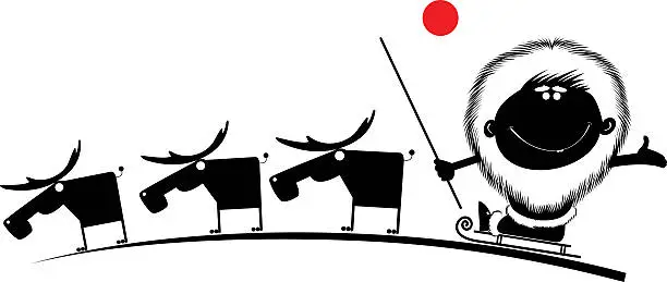 Vector illustration of Northman and reindeers