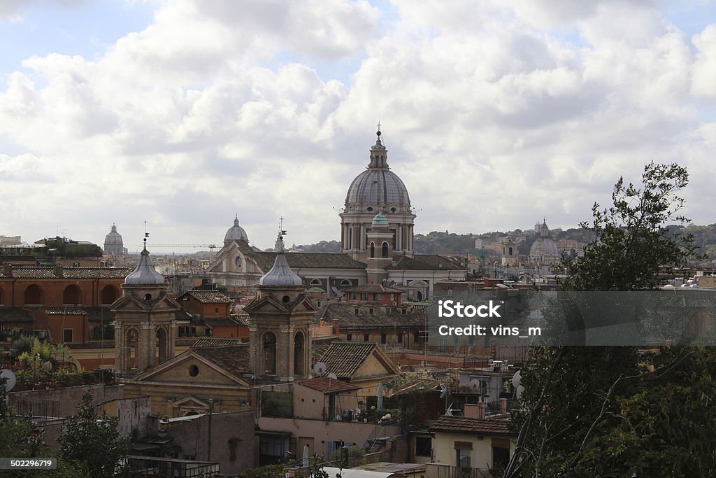 Rome Panorama, Italy Architectural Dome Stock Photo