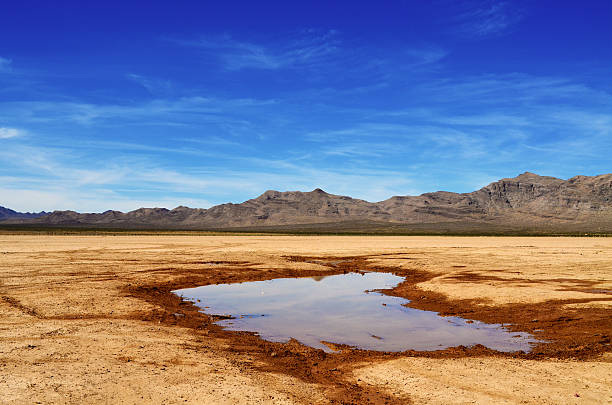 Desert Waters Rain waters collected in the dry lake beds of Las Vegas. lake bed stock pictures, royalty-free photos & images