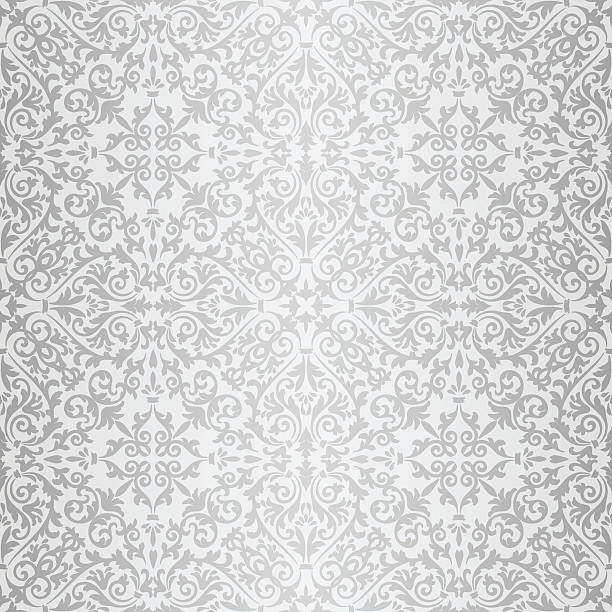 silver barocken leuchtenden muster - wallpaper pattern silk pattern rococo style stock-grafiken, -clipart, -cartoons und -symbole
