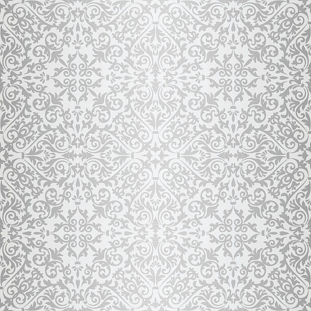 ilustrações de stock, clip art, desenhos animados e ícones de prata brilhante padrão barroco - wallpaper pattern old fashioned black renaissance