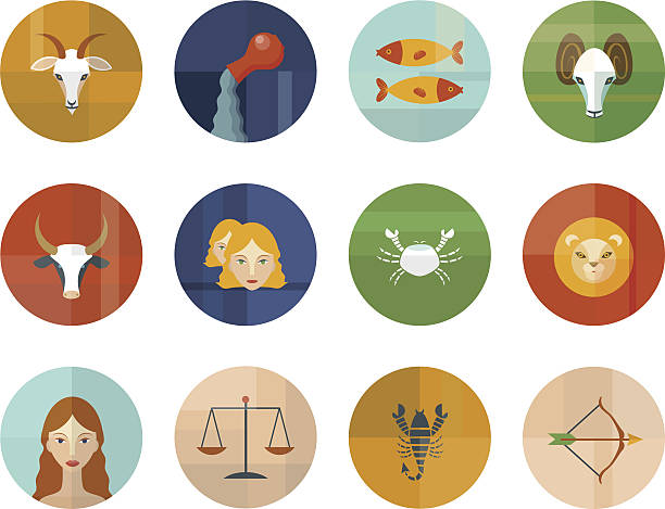 Set of Astrological Zodiac Symbols. Horoscope. vector art illustration