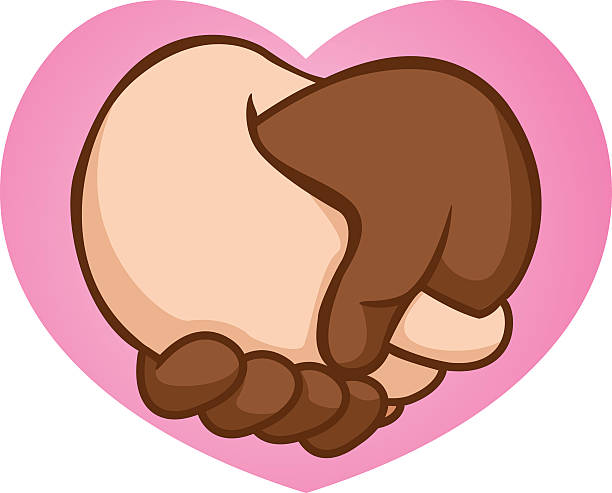 карикатура рукопожатие valentine interracial - friendship human thumb book communication stock illustrations