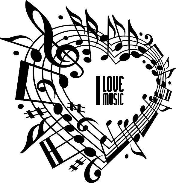 I Love Music Concept Black And White Design Stock Illustration