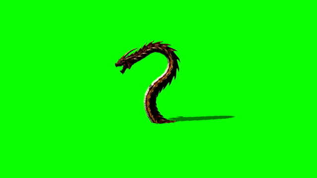 dragon worm appears and disappears on green screen with shadow