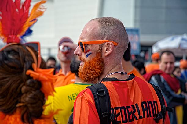 Netherlands fans at the 2014 FIFA World Cup stock photo