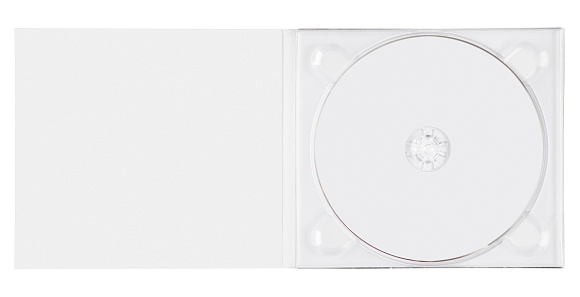 A blank DigiPak cd case with a blank white cd inside.