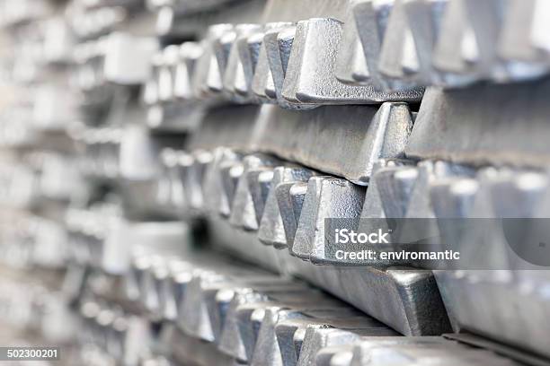 Stack Of Aluminum Ingots Stock Photo - Download Image Now - Aluminum, Ingot, Aluminum Mill