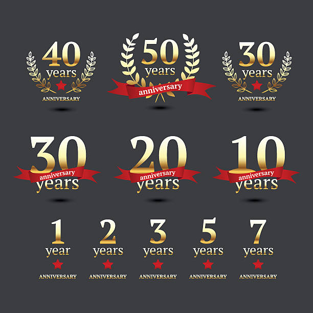 Vector set of anniversary golden signs eps10 illustration laurel maryland stock illustrations