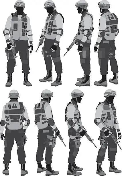 Vector illustration of SWAT Policeman
