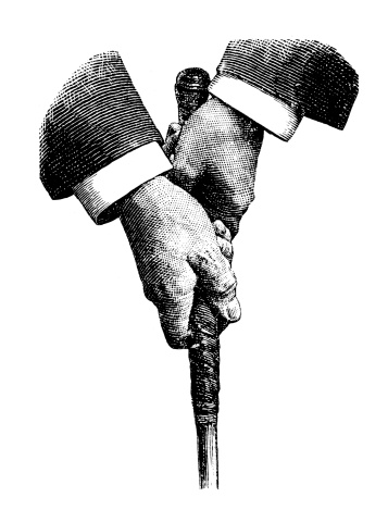 Antique illustration of golfer hands