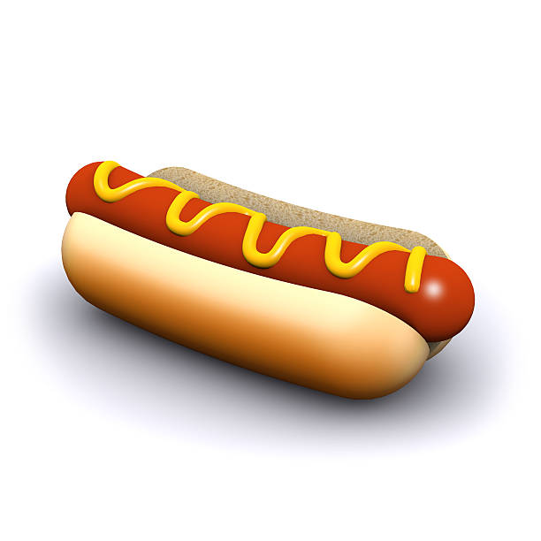 istock 3d Hot dog in a bun with mustard 502303387