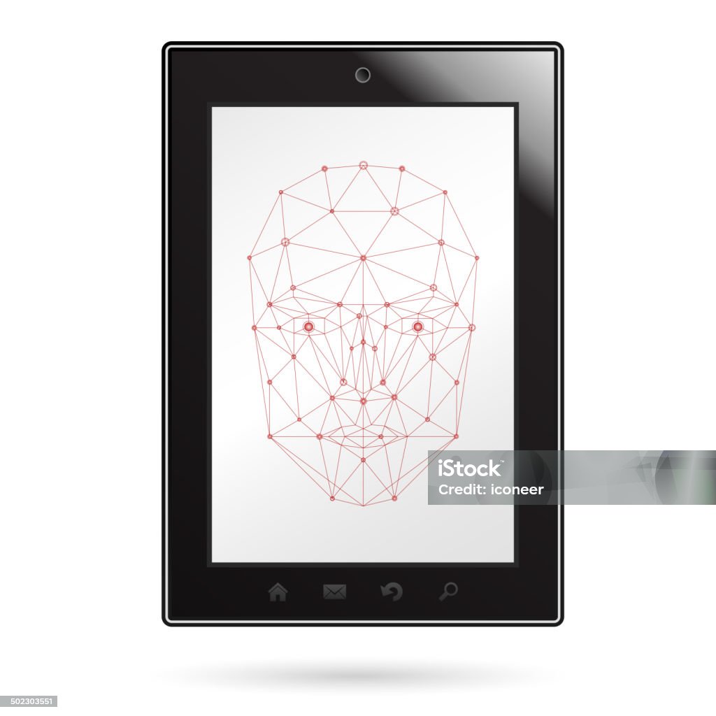 Tablet PC mit Netzwerk Gesicht - Lizenzfrei Arbeitspersonal Vektorgrafik