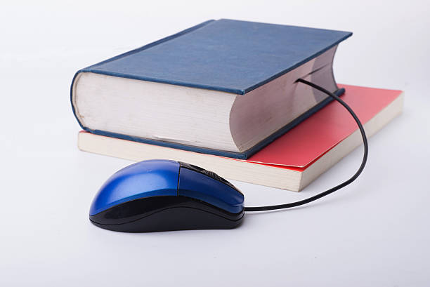 istock Color photo of an stack books and mouse 502313284