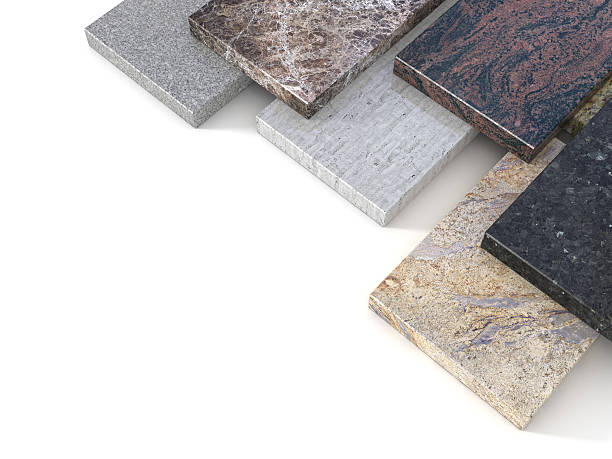 Natural stone tiles Marble granite samples set -clipping path stock photo
